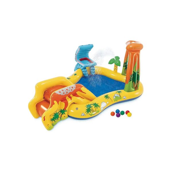 Luxurious Inflatable Dinosaur Play Center for Kids with Water Slide and Water Sprayer