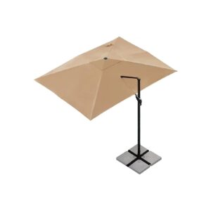 Luxurious Tan Rectangular Patio Outdoor Umbrella with 360-Degree Rotation