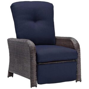 Luxury Navy Blue Wicker Recliner Chair with Steel Frames and High-Quality Foam