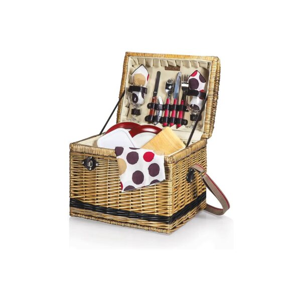 Luxury Wicker Picnic Basket for Two with Deluxe Settings and Accessories