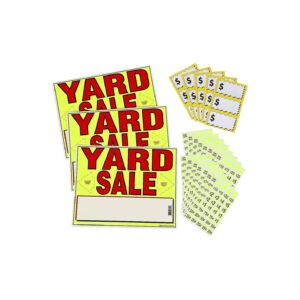 Made Yard Sale Pricing and Directions Kit with Neon Yellow Signs