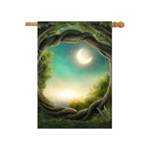 Magic Tree Forest Moonlight Polyester House Flag 28x40 Double Sided Outdoor Decor