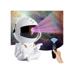 Magical Night Light Experience with Astronaut Galaxy Projector and White Guitar Design