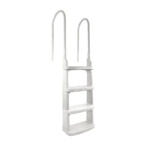 Main Access Easy Incline White Pool Ladder for Above Ground Pools with 4 Extra-Wide Steps