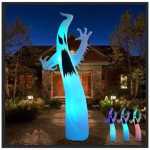 Massive 12 Foot Halloween Ghost Decoration with Flashing Color Changing Light