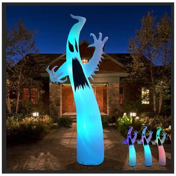 Massive 12 Foot Halloween Ghost Decoration with Flashing Color Changing Light