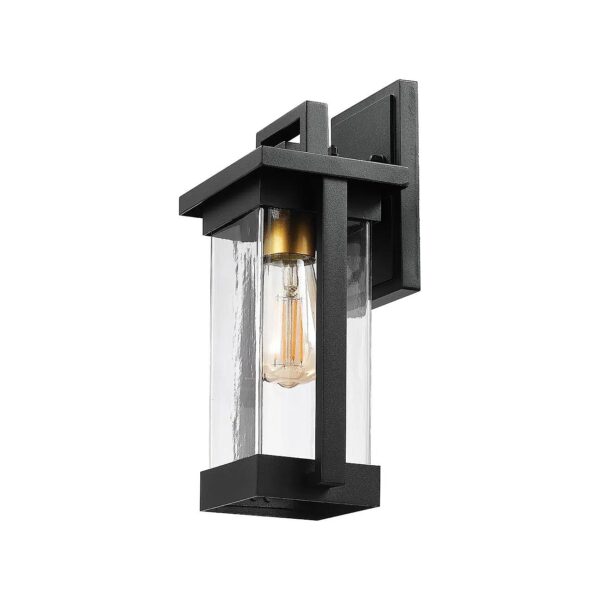 Matte Black and Clear Seeded Glass Shade Wall Sconce for Outdoor Lighting and Decor