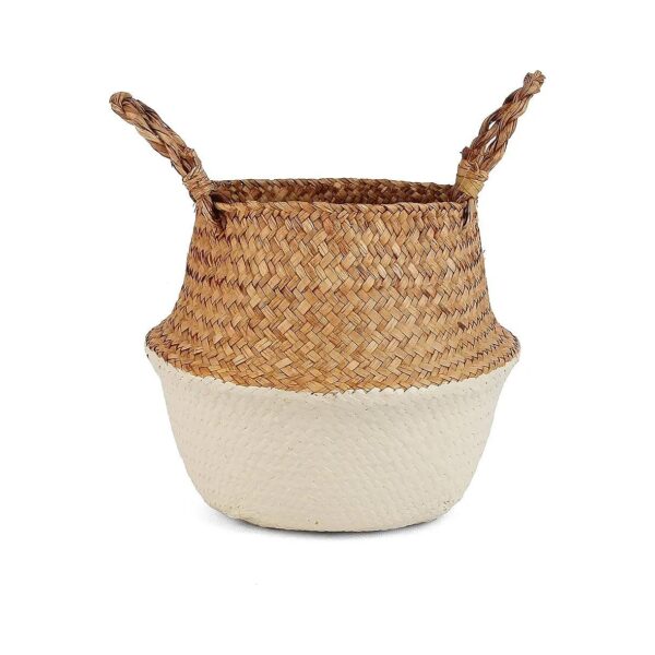 Medium Sand Woven Seagrass Basket for Laundry and Storage Use