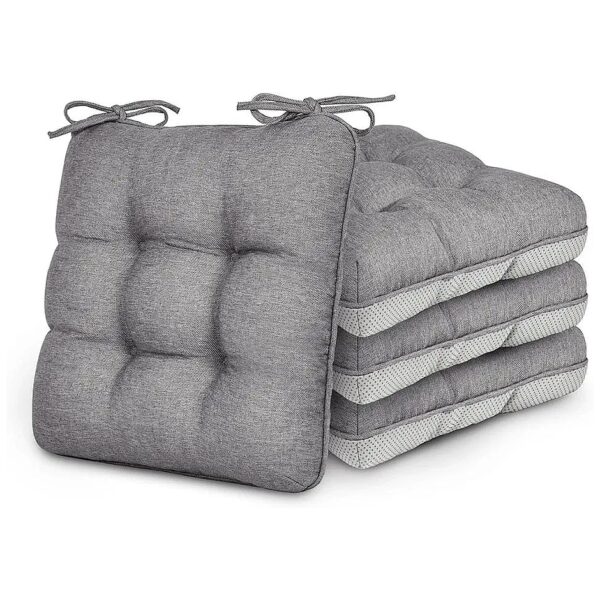 Memory Foam Chair Cushions for Dining, Kitchen, Office, Patio Chairs, 4 Pack Grey