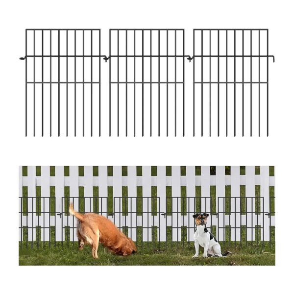 Metal 10 Panels Garden Fence No Dig Fencing Animal Barrier 8ft Long