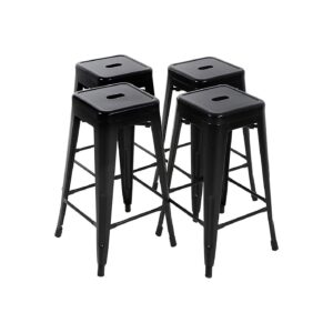 Metal Bar Stools Set of 4 Stackable Counter Height Bar Chair for Home Kitchen Dining