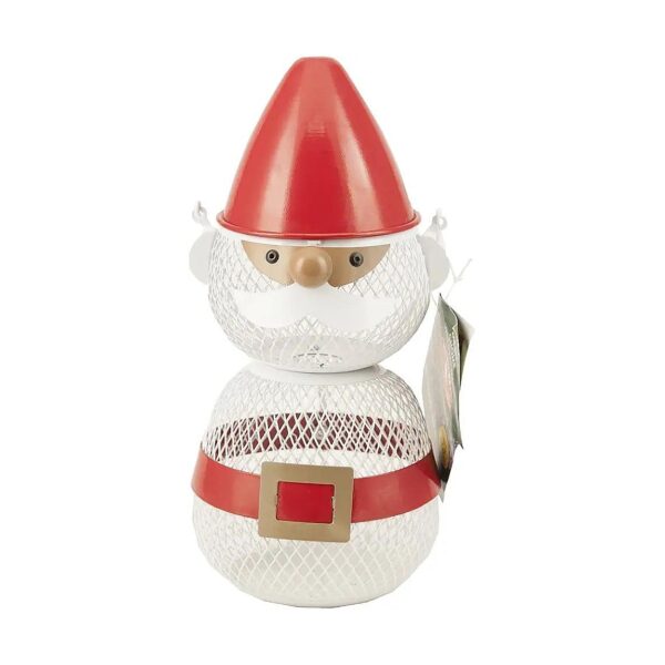 Metal Bird Feeder with Red Gnome Design and Mesh Strands