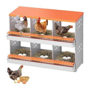 Metal Chicken Laying Box with 6 Compartments and Roll Out Egg Collection