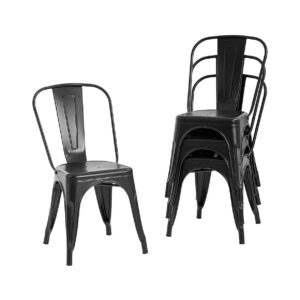 Metal Dining Chair Set of 4 with 18 Inch Seat Height and Ergonomic Design