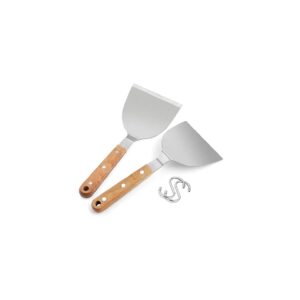 Metal Griddle Spatulas with Wooden Handles for Perfect Cooking and Serving Indoor Outdoor