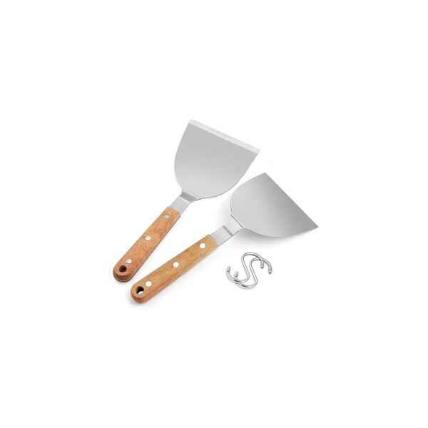 Metal Griddle Spatulas with Wooden Handles for Perfect Cooking and Serving Indoor Outdoor