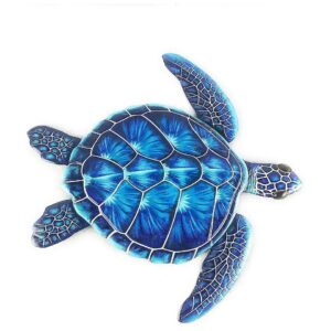 Metal Sea Turtle Wall Plaque Sculpture 17 X 17 inches Indoor Outdoor Home Decor