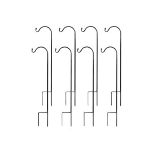 Metal Shepherds Hook Garden Stakes 37 Inch Tall Black Plant Hooks Pole Pack of 8