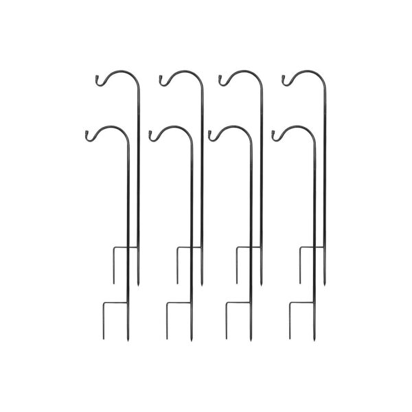 Metal Shepherds Hook Garden Stakes 37 Inch Tall Black Plant Hooks Pole Pack of 8