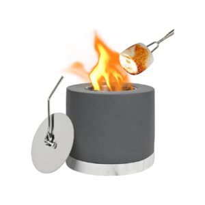 Mini Portable Concrete Fire Pit for Table - Soot-Free and Smoke-Free Indoor Smores Maker