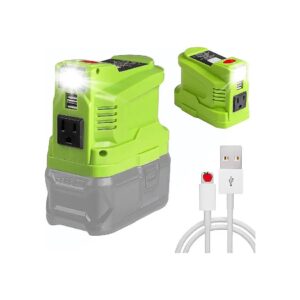 Mini Portable Power Generator for Ryobi 18V Battery with LED Light and Dual USB Outputs