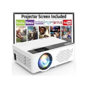 Mini Projector with 100" Screen, 1080P Full HD, Bluetooth 1, HDMI, and USB Connectivity