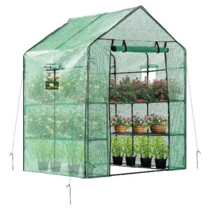 Mini Walk-in Greenhouse with Clear PVC Cover and Powder-Coated Steel Frame