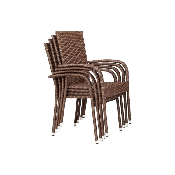 Mocha Brown Wicker Handwoven Outdoor Chairs with No Assembly Required Set of 4