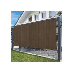 Mocha HDPE Outdoor Roller Shades 4' W x 6' H Patio Blind with 90% UV Protection