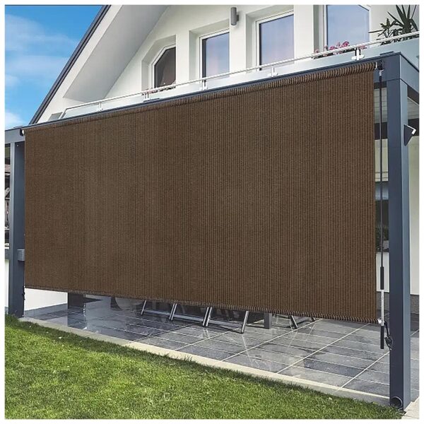 Mocha color 6x6 Feet Outdoor Roller Shade with 90 UV Protection for Basement and Patio