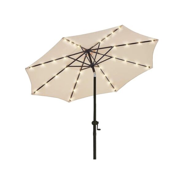 Modern 9ft Solar-Powered Patio Umbrella with Crank Tilt System and LED Lighting