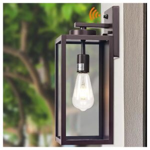 Modern Bronze Outdoor Wall Light with Auto-On Sensor for Energy Efficient Lighting