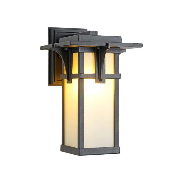 Modern Classic Black Aluminum Wall Light with Frosted Glass Shade for Exterior Decoration