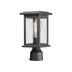 Modern Farmhouse-Style Outdoor Post Light with Clear Glass Shade and Black Finish