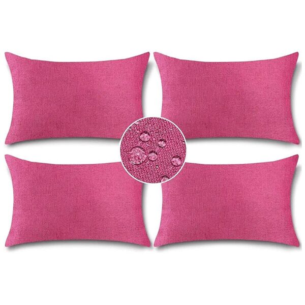 Modern Hot Pink Pillow Covers 12x20 Inch Waterproof Outdoor Throw Pillowcases for