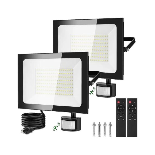 Modern LED Flood Light 2 Pack 15000LM with Water-Resistant Design for Outdoor Use