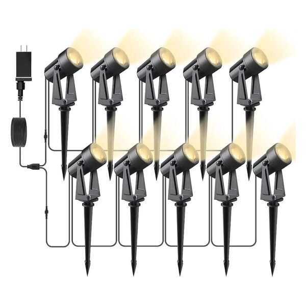 Modern LED Landscape Lighting 10-Pack with Transformer Energy Efficient 3000K Warm White