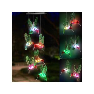 Modern LED Solar Hummingbird Wind Chimes for Home and Garden Nighttime Decoration