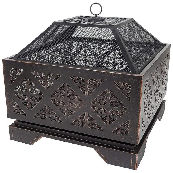 Modern Outdoor Fire Pit with Durable Steel and Rubbed Bronze Finish