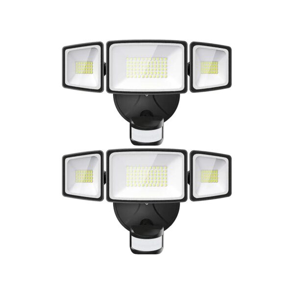 Modern Outdoor Flood Light with Three Adjustable Heads for Yard Garage Wall Security