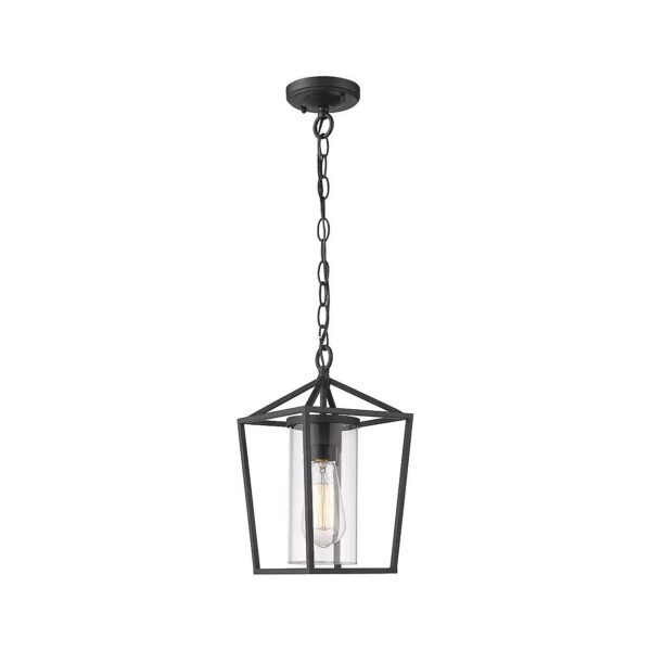 Modern Outdoor Pendant Light with Clear Glass and Black Finish