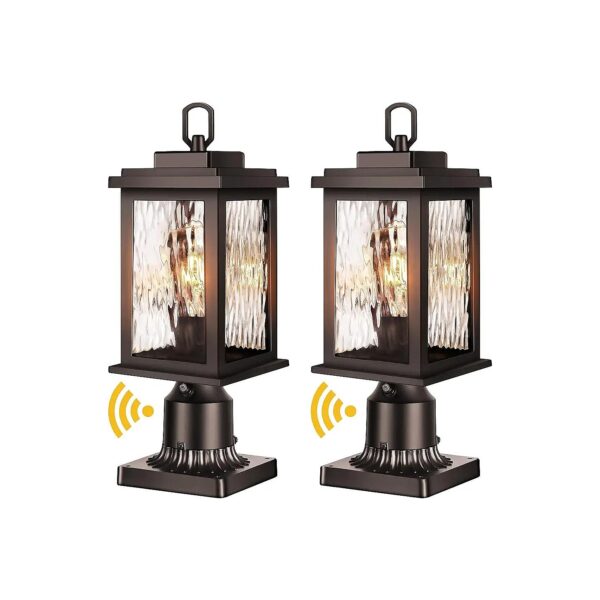 Modern Outdoor Post Lights 2 Pack Oil Rubbed Bronze Finish Hardwired 120V