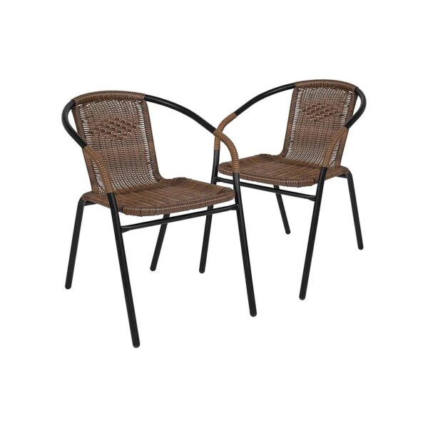 Modern Rattan Indoor Outdoor Stackable Dining Chairs for Patio or Restaurant