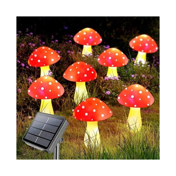 Modern Red Mushroom Solar Lights for Outdoor Garden Decor