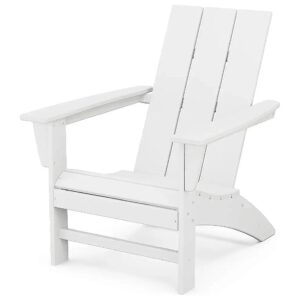 Modern White Adirondack Chair with HDPE Construction and Comfort Design