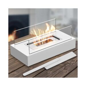 Modern White Tabletop Fire Pit for Family Dinner Party and Livingroom Decor