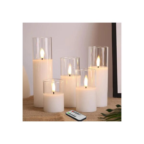 Multi-Height Clear Glass LED Candles with Remote and Timer Function