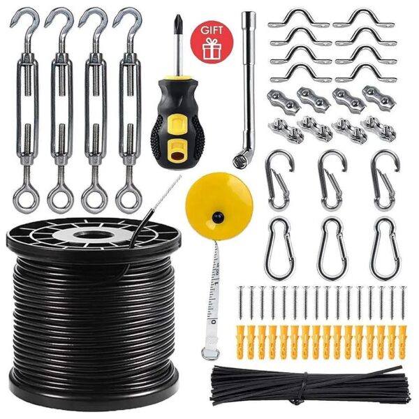 Multi-Purpose Outdoor String Light Kit with 160 LED Lights and 11 Pieces of Tool Included