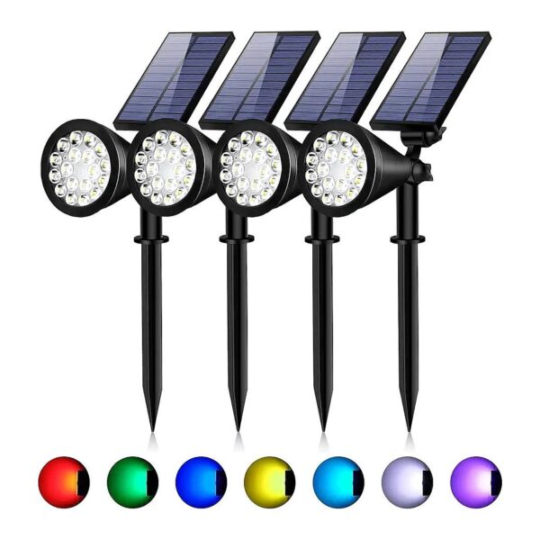 Multicolor Adjustable Color Solar Spotlights for Outdoor Lighting