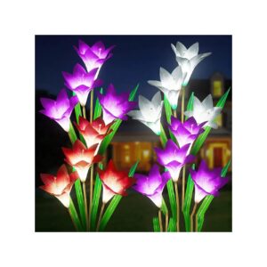 Multicolor Changing Led Solar Garden Lights Outdoor Waterproof Lily Flower